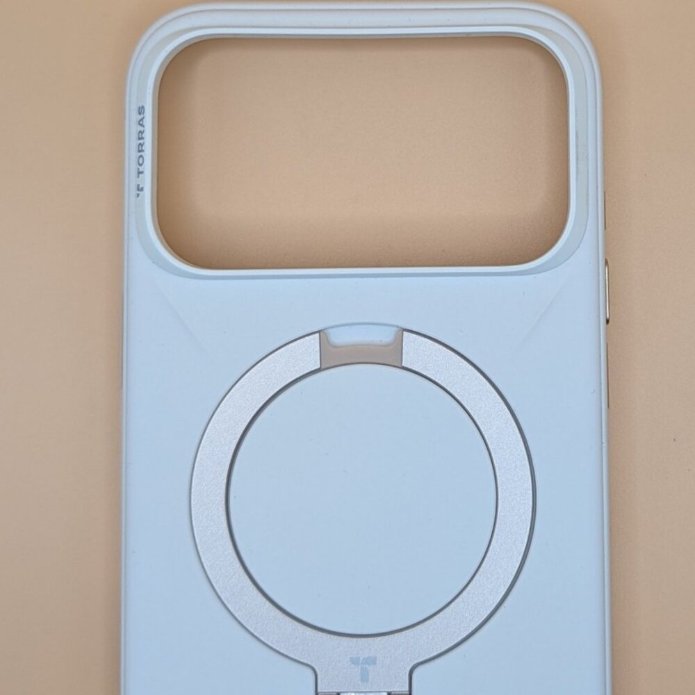 iPhone 17 Pro Max Ostand Q3 Silicone Case 360 Spin Kickstand MagSafe-Ivory Gold